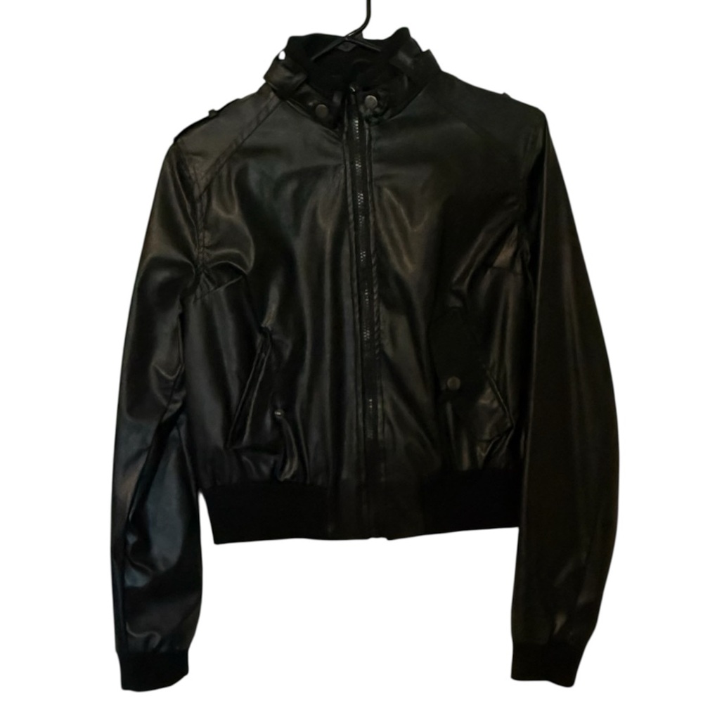 Boy Meets Girl Black Leather Jacket Size L